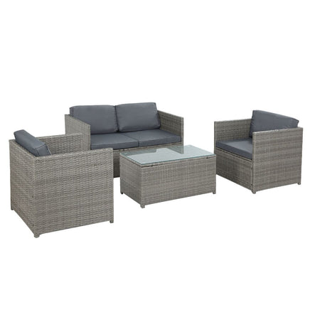 Garden Outdoor Furniture Sofa Set 4-Seater Wicker Lounge Setting Table Chairs garden supplies Kings Warehouse 