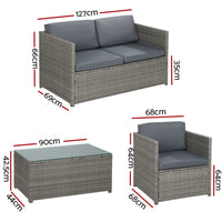 Garden Outdoor Furniture Sofa Set 4-Seater Wicker Lounge Setting Table Chairs garden supplies Kings Warehouse 