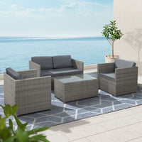 Garden Outdoor Furniture Sofa Set 4-Seater Wicker Lounge Setting Table Chairs garden supplies Kings Warehouse 