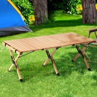 Garden Outdoor Furniture Wooden Egg Roll Picnic Table Camping Desk 120CM Kings Warehouse 