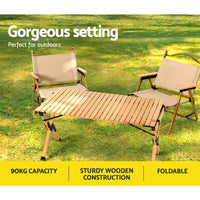 Garden Outdoor Furniture Wooden Egg Roll Picnic Table Camping Desk 90CM Kings Warehouse 