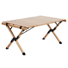 Garden Outdoor Furniture Wooden Egg Roll Picnic Table Camping Desk 90CM Kings Warehouse