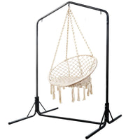 Garden Outdoor Hammock Chair with Stand Cotton Swing Relax Hanging 124CM Cream Kings Warehouse 