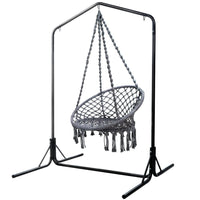 Garden Outdoor Hammock Chair with Stand Cotton Swing Relax Hanging 124CM Grey