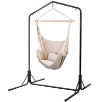 Garden Outdoor Hammock Chair with Stand Hanging Hammock with Pillow Cream Kings Warehouse 