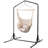 Garden Outdoor Hammock Chair with Stand Hanging Hammock with Pillow Cream