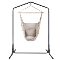 Garden Outdoor Hammock Chair with Stand Hanging Hammock with Pillow Cream Kings Warehouse 