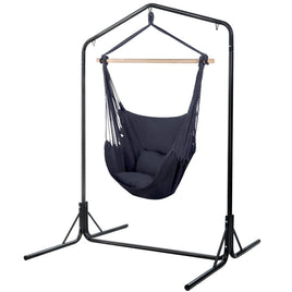 Garden Outdoor Hammock Chair with Stand Swing Hanging Hammock with Pillow Grey Kings Warehouse 