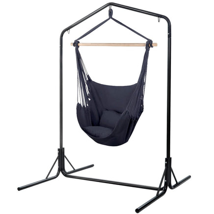 Garden Outdoor Hammock Chair with Stand Swing Hanging Hammock with Pillow Grey Kings Warehouse 