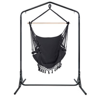 Garden Outdoor Hammock Chair with Stand Tassel Hanging Rope Hammocks Grey Kings Warehouse 