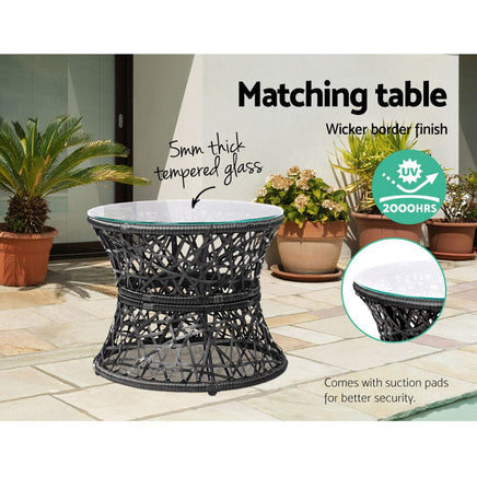 Garden Outdoor Lounge Setting Papasan Chairs Table Patio Furniture Wicker Black Kings Warehouse 