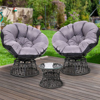 Garden Outdoor Lounge Setting Papasan Chairs Table Patio Furniture Wicker Black Kings Warehouse 