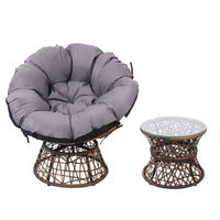 Garden Outdoor Lounge Setting Papasan Chairs Table Patio Furniture Wicker Brown Kings Warehouse 
