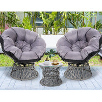 Garden Outdoor Lounge Setting Papasan Chairs Table Patio Furniture Wicker Grey Kings Warehouse 