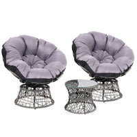 Garden Outdoor Lounge Setting Papasan Chairs Table Patio Furniture Wicker Grey Kings Warehouse 