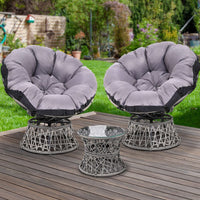 Garden Outdoor Lounge Setting Papasan Chairs Table Patio Furniture Wicker Grey Kings Warehouse 