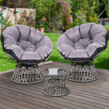 Garden Outdoor Lounge Setting Papasan Chairs Table Patio Furniture Wicker Grey Kings Warehouse 