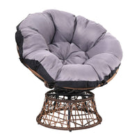 Garden Outdoor Papasan Chairs Lounge Setting Patio Furniture Wicker Brown
