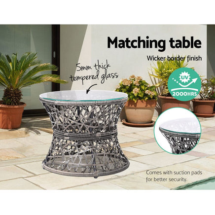 Garden Outdoor Papasan Chairs Table Lounge Setting Patio Furniture Wicker Grey Kings Warehouse 