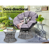 Garden Outdoor Papasan Chairs Table Lounge Setting Patio Furniture Wicker Grey Kings Warehouse 
