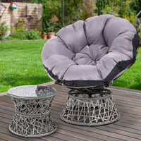 Garden Outdoor Papasan Chairs Table Lounge Setting Patio Furniture Wicker Grey Kings Warehouse 