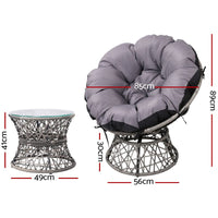 Garden Outdoor Papasan Chairs Table Lounge Setting Patio Furniture Wicker Grey Kings Warehouse 