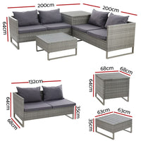 Garden Outdoor Sofa Furniture Garden Couch Lounge Set Patio Wicker Table Chairs garden supplies Kings Warehouse 