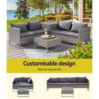 Garden Outdoor Sofa Furniture Garden Couch Lounge Set Patio Wicker Table Chairs garden supplies Kings Warehouse 