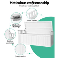 Garden Outdoor Storage Box Wooden Garden Bench 129cm Chest Tool Toy Sheds XL Kings Warehouse 