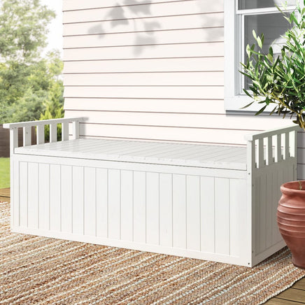 Garden Outdoor Storage Box Wooden Garden Bench 129cm Chest Tool Toy Sheds XL Kings Warehouse 
