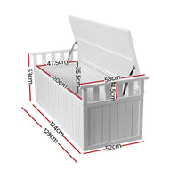 Garden Outdoor Storage Box Wooden Garden Bench 129cm Chest Tool Toy Sheds XL Kings Warehouse 