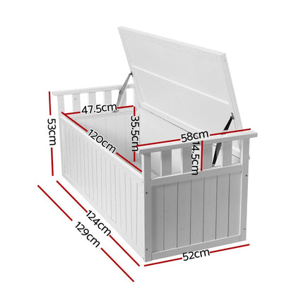 Garden Outdoor Storage Box Wooden Garden Bench 129cm Chest Tool Toy Sheds XL Kings Warehouse 