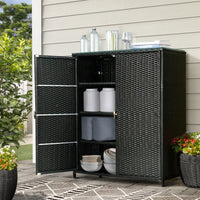 Garden Outdoor Storage Cabinet Box Garage Wicker Shelf Chest Garden Shed Tools KingsWarehouse 