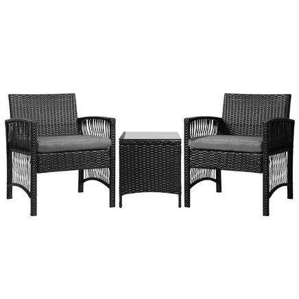 Garden Patio Furniture Outdoor Bistro Set Dining Chairs Setting 3 Piece Wicker garden supplies Kings Warehouse 