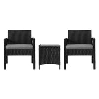 Garden Patio Furniture Outdoor Bistro Set Dining Chairs Setting 3 Piece Wicker garden supplies Kings Warehouse 