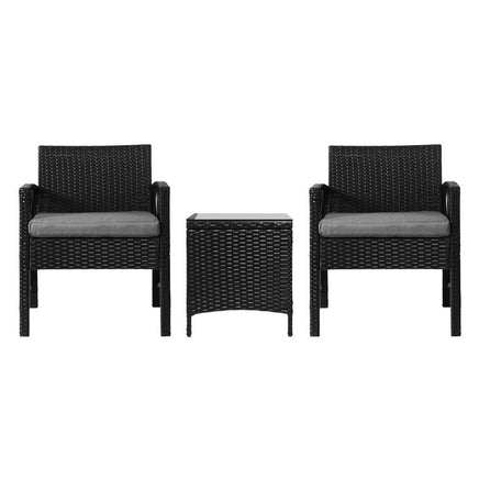Garden Patio Furniture Outdoor Bistro Set Dining Chairs Setting 3 Piece Wicker garden supplies Kings Warehouse 