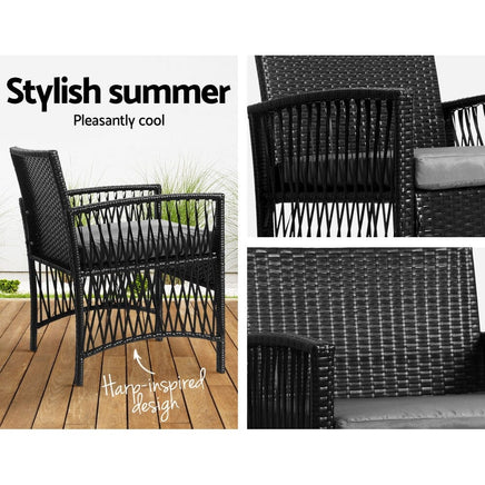Garden Patio Furniture Outdoor Bistro Set Dining Chairs Setting 3 Piece Wicker garden supplies Kings Warehouse 