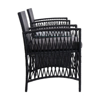 Garden Patio Furniture Outdoor Bistro Set Dining Chairs Setting 3 Piece Wicker garden supplies Kings Warehouse 