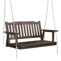 Garden Porch Swing Chair with Chain Garden Bench Outdoor Furniture Wooden Brown