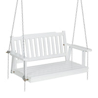 Garden Porch Swing Chair with Chain Garden Bench Outdoor Furniture Wooden White garden supplies KingsWarehouse 