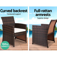 Garden Rattan Furniture Outdoor Lounge Setting Wicker Dining Set w/Storage Cover Brown Home & Garden > Garden Furniture Kings Warehouse 