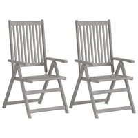 Garden Reclining Chairs 2 pcs Grey Solid Acacia Wood Kings Warehouse 