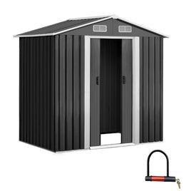 Garden Shed Outdoor Storage Sheds 1.96x1.32M Tool Workshop Metal Grey garden sheds Kings Warehouse 