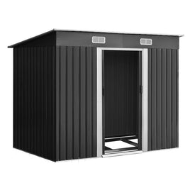 Garden Shed Outdoor Storage Sheds 2.38x1.31M Tool Metal Base House Grey garden sheds Kings Warehouse