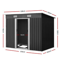 Garden Shed Outdoor Storage Sheds 2.38x1.31M Tool Metal Base House Grey garden sheds Kings Warehouse 