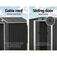 Garden Shed Outdoor Storage Sheds 2.58x3.14x2.02M Workshop Metal Base Grey garden sheds Kings Warehouse 