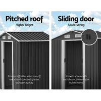 Garden Shed Outdoor Storage Sheds 2.6x3.9x2M Workshop Metal Base Grey garden sheds Kings Warehouse 