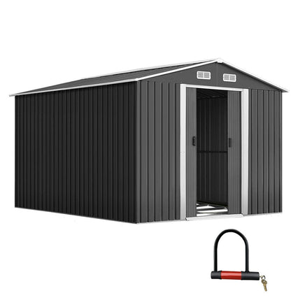 Garden Shed Outdoor Storage Sheds 2.6x3.9x2M Workshop Metal Base Grey garden sheds Kings Warehouse 