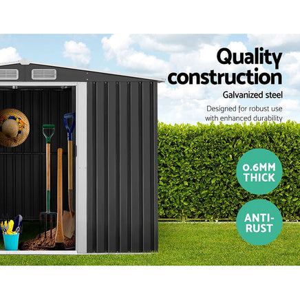 Garden Shed Outdoor Storage Sheds 2.6x3.9x2M Workshop Metal Base Grey garden sheds Kings Warehouse 