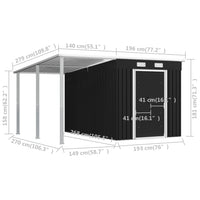 Garden Shed with Extended Roof Anthracite 336x270x181 cm Steel garden sheds Kings Warehouse 